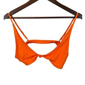 NWT TOAST Swim Tiger Orange Bikini Set Signature Knot Top High Hip Bottom XL